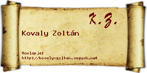 Kovaly Zoltán névjegykártya